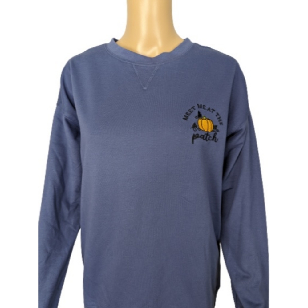 Pumpkins & Potions Blue Meet Me at the Patch Sweatshirt S - Picture 3 of 8